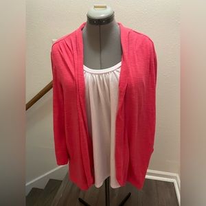 NOTATIONS Women's size 2X Pink and white all in one blouse